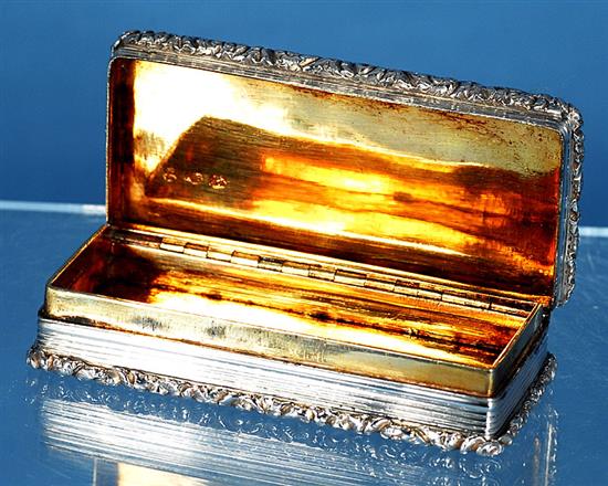 A William IV sterling silver snuff box, Length 3”/75 mm 3.4oz/96grms